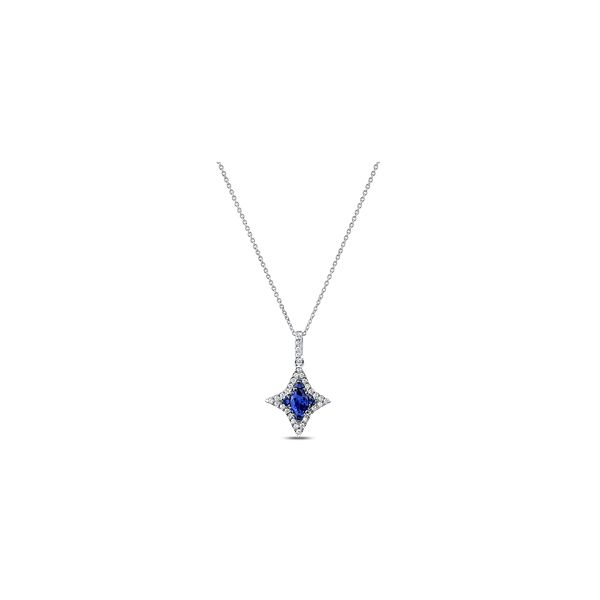 Mark Henry 18k White Gold Blue Sapphire and Diamond Pendant 1/5 ct. tw.