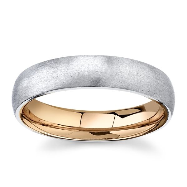 Platinum and 18k Rose Gold 5 mm Wedding Band