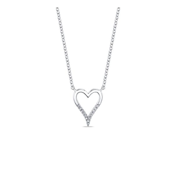 Shy Creation 14k White Gold Diamond Heart Necklace .03 ct. tw.