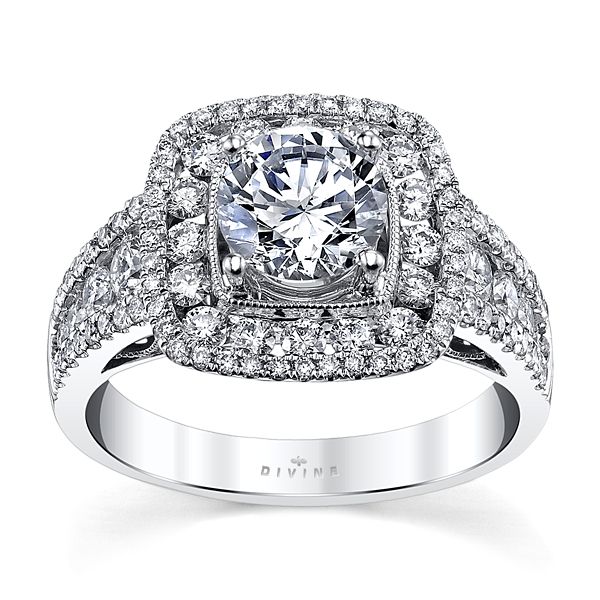 Divine 14k White Gold Diamond Engagement Ring Setting 1 ct. tw.