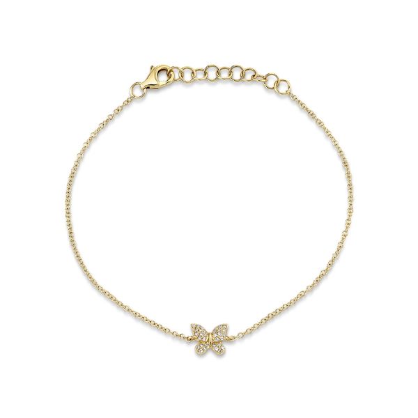 Shy Creation 14k Yellow Gold Butterfly Diamond Bracelet .08 ct. tw.