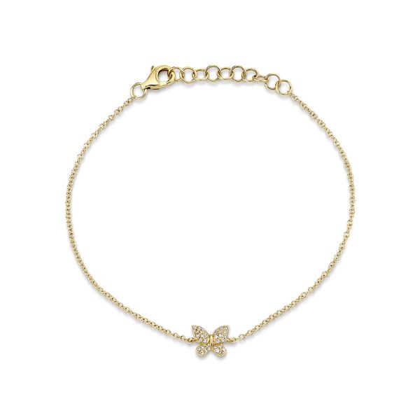 Shy Creation 14k Yellow Gold Butterfly Diamond Bracelet .08 ct. tw.