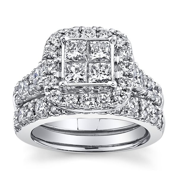 Mosaic Collection 14k White Gold Diamond Wedding Set 3 ct. tw.