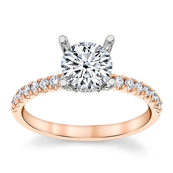 Suns and Roses 14k Rose Gold and 14k White Gold Diamond Engagement Ring Setting 1/4 ct. tw.