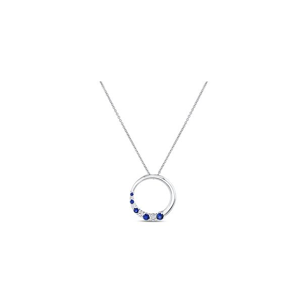 Mark Henry 18k White Gold Blue Sapphire and Diamond Pendant 1/5 ct. tw.