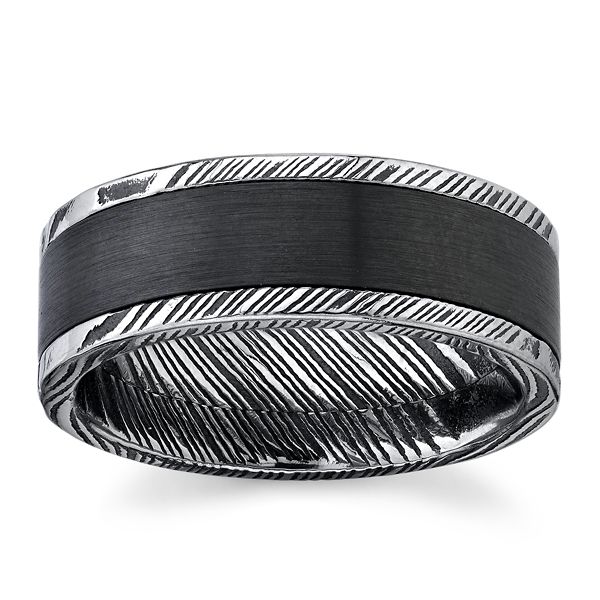 Lashbrook Damascus Steel and Zirconium 8 mm Wedding Band