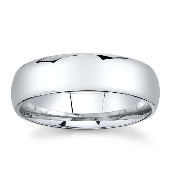 14k White Gold 6 mm Wedding Band