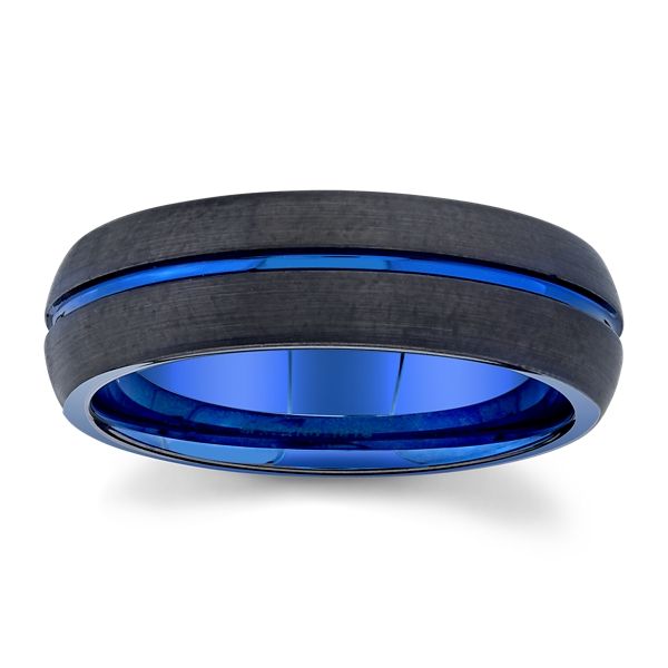 Triton Blue and Black Tungsten 6.5mm Wedding Band