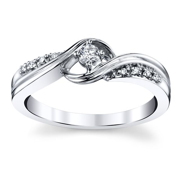 Cherish 10k White Gold Diamond Promise Ring 1/10 ct. tw.