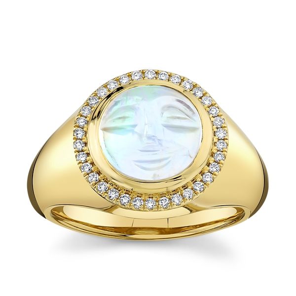 Mark Henry 18k Yellow Gold Happy Moonstone and Diamond Fashion Ring 1/6 ct. tw.