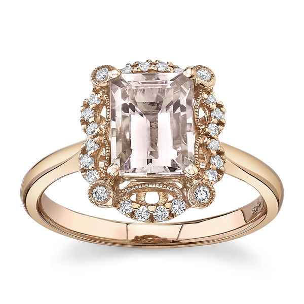 Blossom Bridal 14k Rose Gold Morganite Diamond Engagement Ring 1/6 ct. tw.