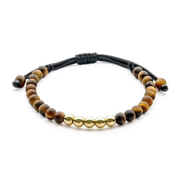 14k Yellow Gold Jaibor Uomo Tiger's Eye Quartz Bracelet