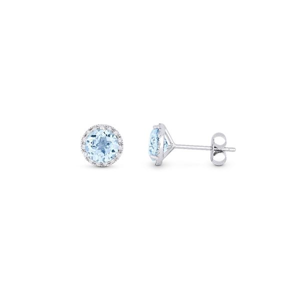 14k White Gold Genuine Sky Blue Topaz and Diamond Earrings .07 ct. tw.