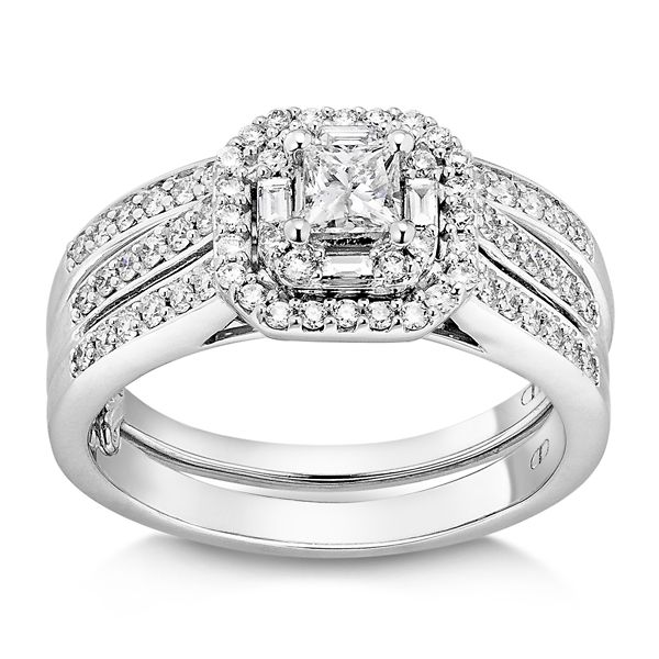 10k White Gold Diamond Wedding Set 3/4 ct. tw.
