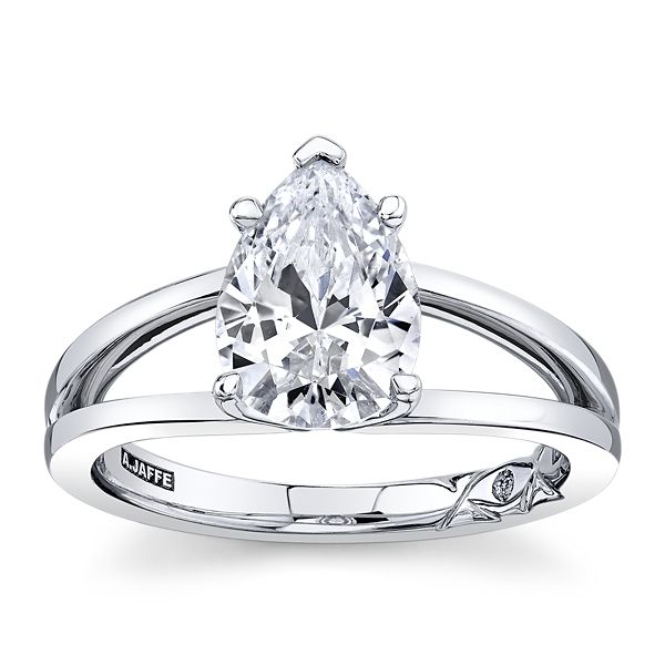 A.Jaffe 14k White Gold Diamond Engagement Ring Setting .01 ct. tw.