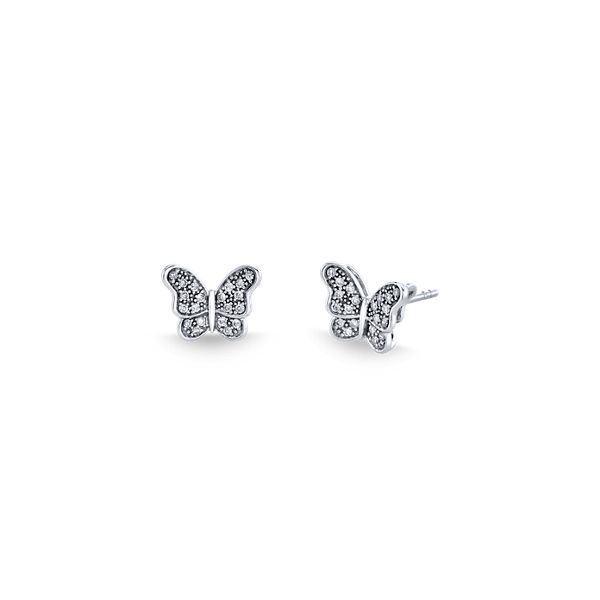 14k White Gold Diamond Butterfly Earrings 1/6 ct. tw.