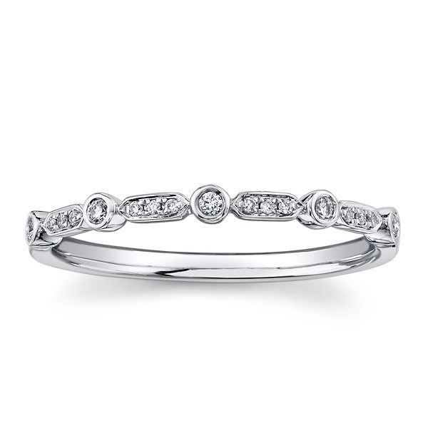 14k White Gold Diamond Wedding Band .07 ct. tw.