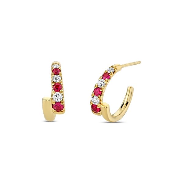 Mark Henry 18k Yellow Gold Ruby and Diamond Earrings 1/3 ct. tw.