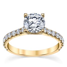 Suns And Roses 14K Yellow Gold Diamond Engagement Ring Setting 1/2 Cttw.