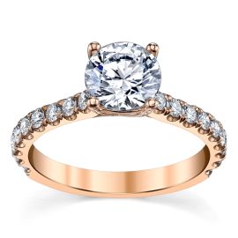 Suns And Roses 14K Rose Gold Diamond Engagement Ring Setting 1/2 Cttw.