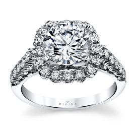 Divine 14K White Gold Diamond Engagement Ring Setting 3/4 Cttw.