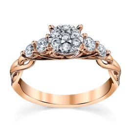 Cherish 14K Rose And White Gold Diamond Engagement Ring 1/2 cttw