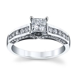 Utwo 14K White Gold Diamond Engagement Ring  3/4 cttw