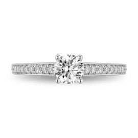 Enchanted Disney 14k White Gold and 14k Rose Gold Garnet Diamond Engagement Ring 1 ct. tw.