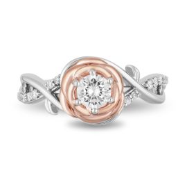 Enchanted Disney 14k White Gold and 14k Rose Gold Diamond Engagement Ring 5/8 ct. tw.