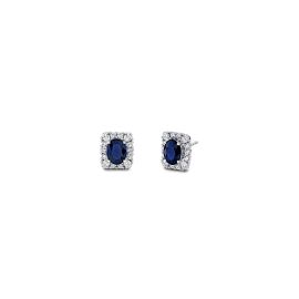 18k White Gold Blue Sapphire Diamond Earrings 1 ct. tw.