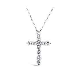 14k White Gold Diamond Cross Pendant 1 ct. tw.