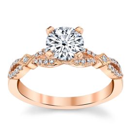 RB Signature 14k Rose Gold Diamond Engagement Ring Setting 1/8 ct. tw.