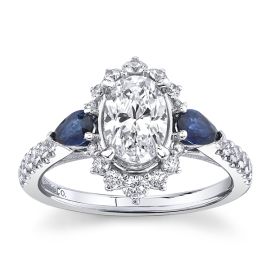 Gabriel & Co. 14k White Gold Blue Sapphire Diamond Engagement Ring Setting 3/8 ct. tw.