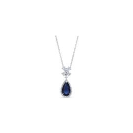 18k White Gold Blue Sapphire Pendant 1/2 ct. tw.