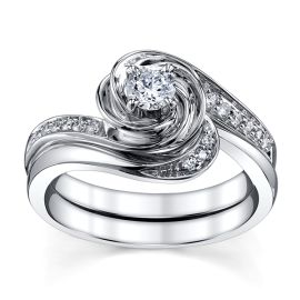 Cherish 14K White Gold Engagement Ring Wedding Set 1/3 cttw