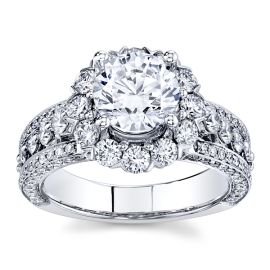 Divine 14k White Gold Diamond Engagement Ring Setting 1 1/2 ct. tw.