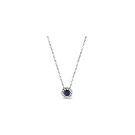 14k White Gold Blue Sapphire Diamond Pendant 1/10 ct. tw.