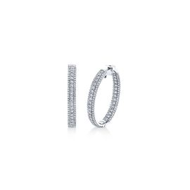18k White Gold Hoop Diamond Earrings 5 ct. tw.