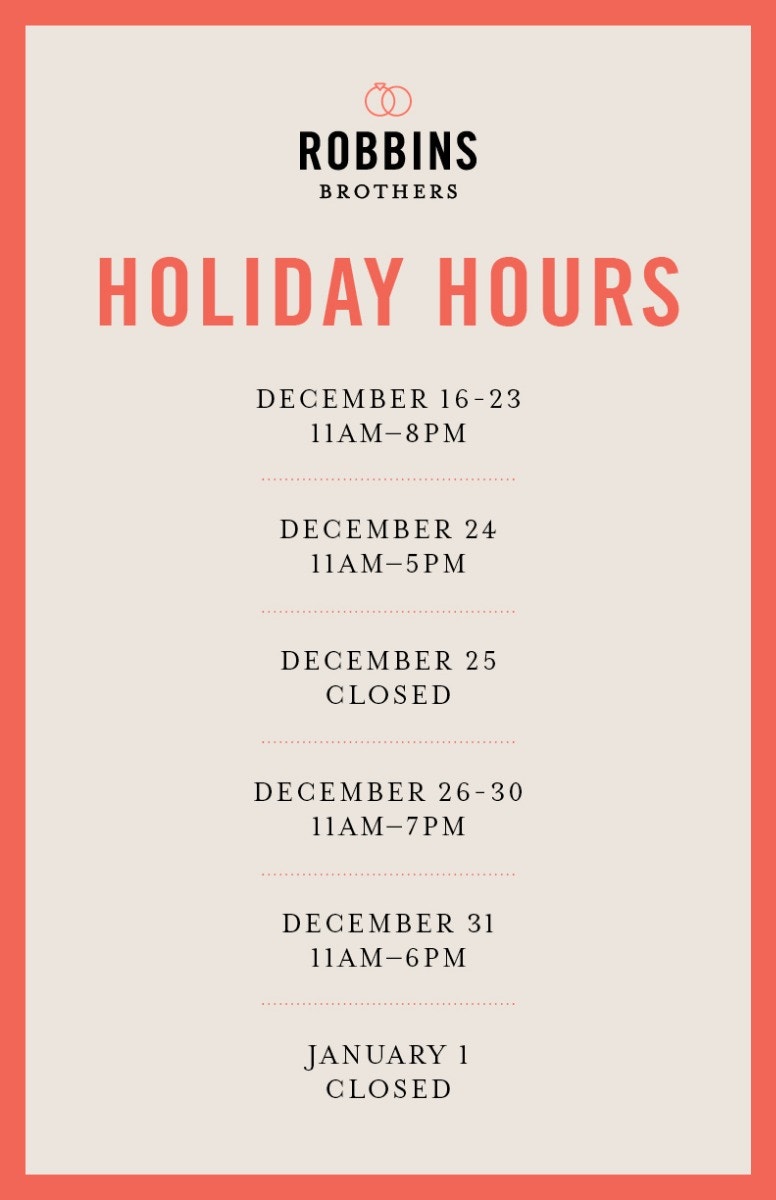 Holiday Hours Calendar