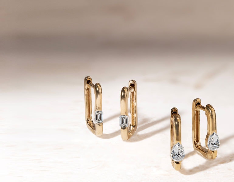 Yellow gold diamond earrings