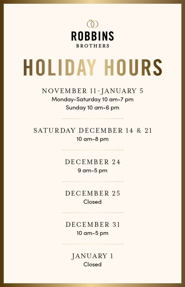 Holiday Hours Calendar